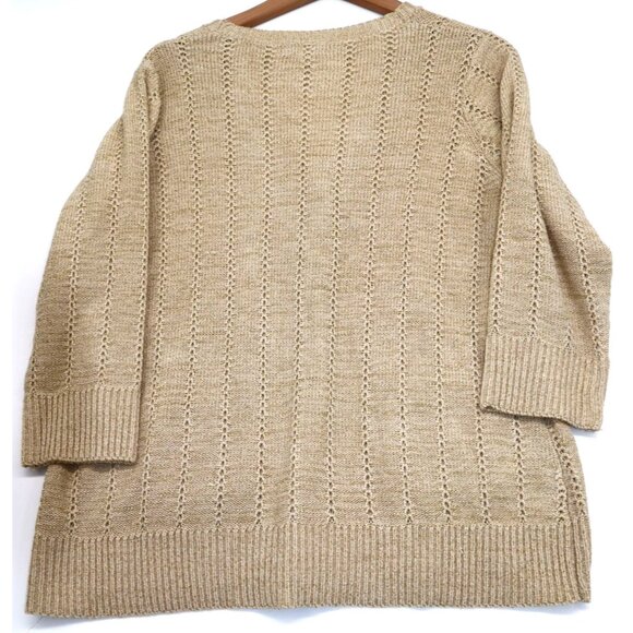 Charter Club Womens Gold Shimmer Cardigan Ethereal Twee Beige Normcore Pockets - Picture 9 of 10